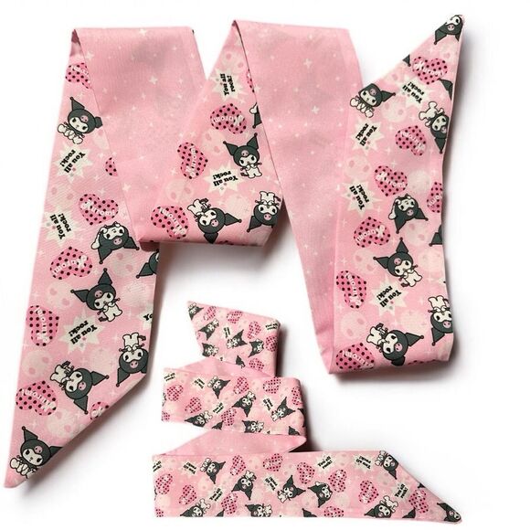 Kuromi x Fashion By Lucy Pink Hair Scarf – 37” Kawaii Style - Picture 16 of 17